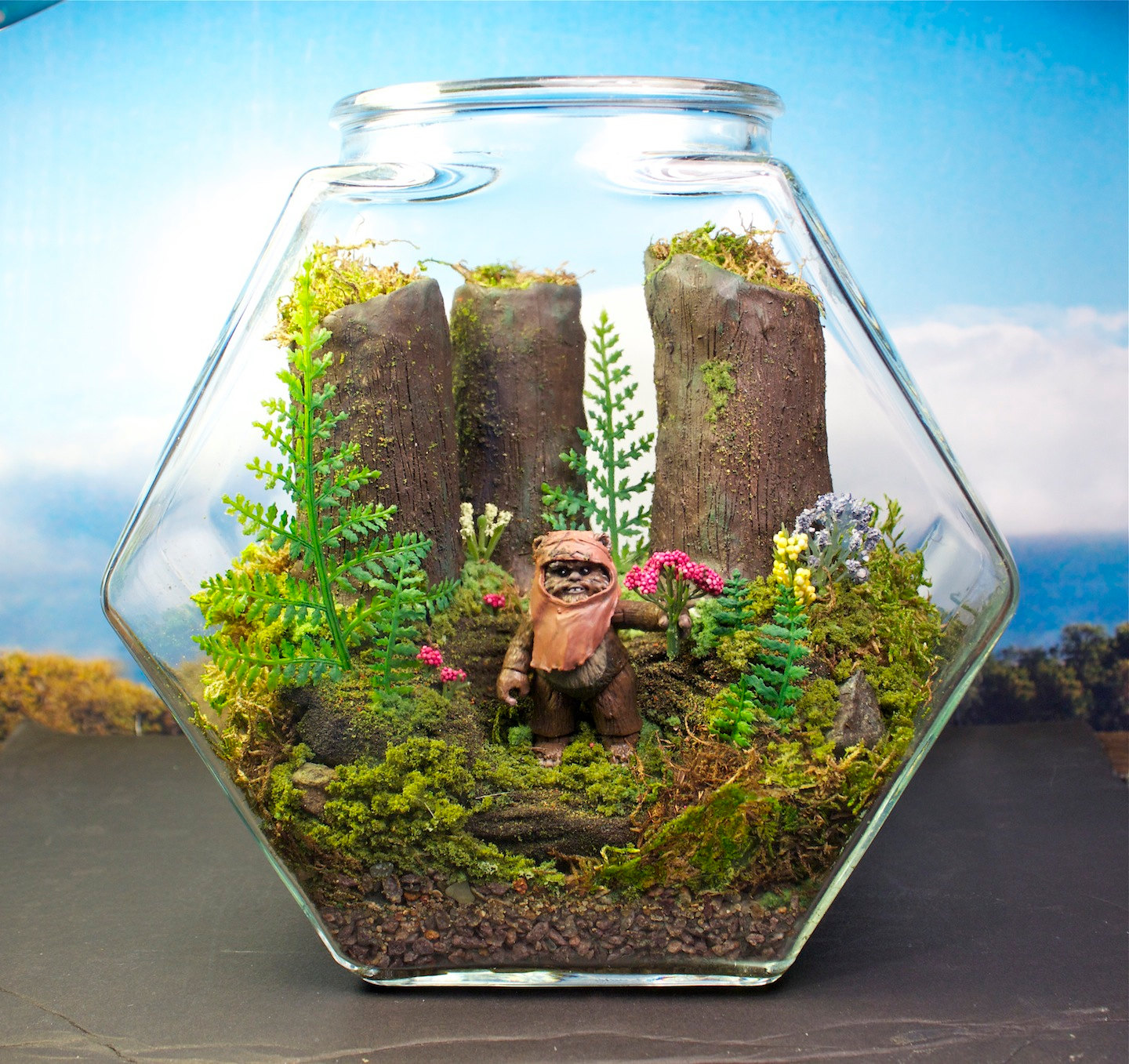 Source: http://www.etsy.com/listing/99577942/ewok-terrarium-world-star-wars-forest-of