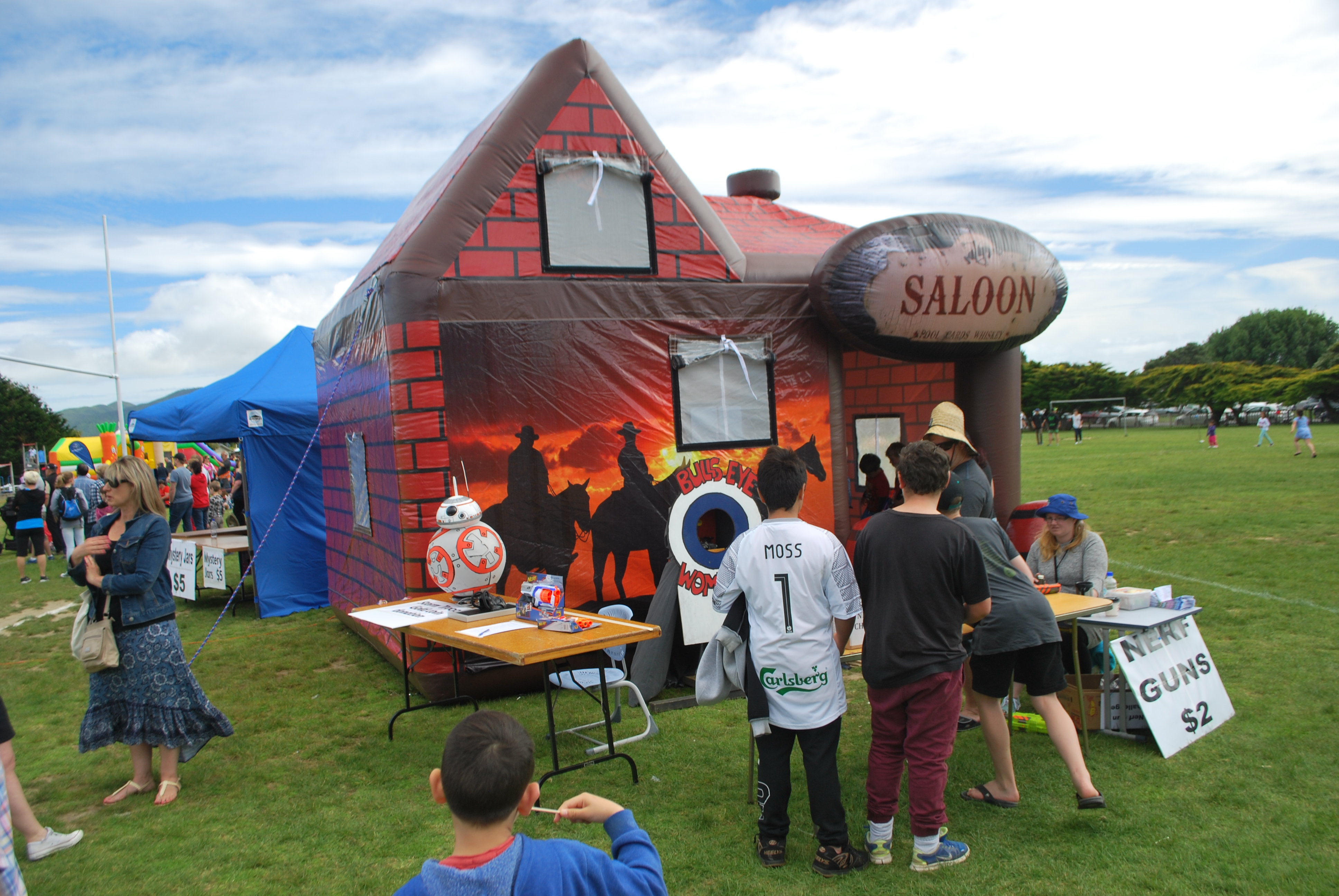 Here is the nerf gun booth we had, just outside the saloon.