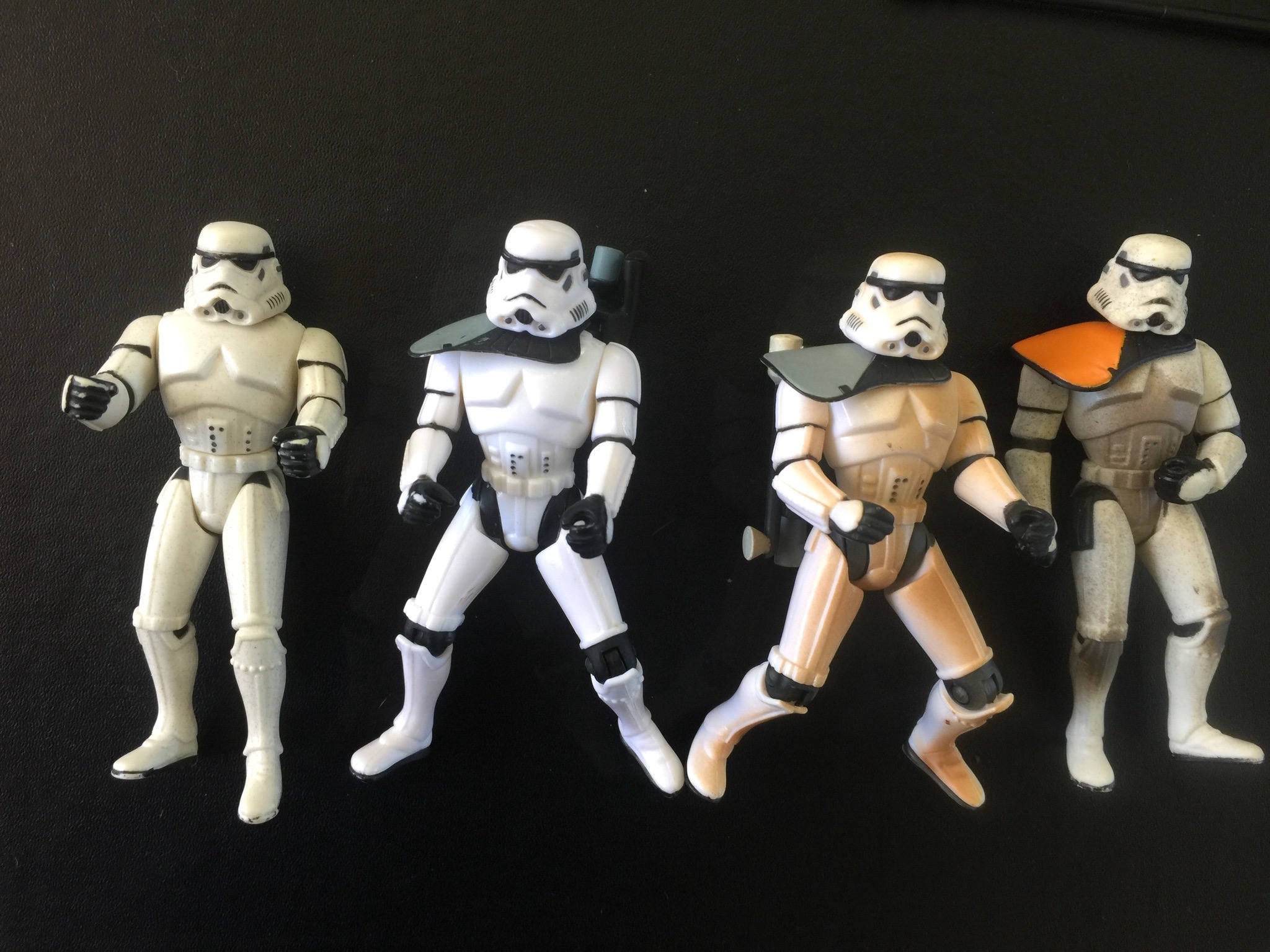 1) 1996 Storm Trooper (2) 1997 Clean Sand Trooper  (3) 1997 Dirty Sand Trooper (4) 1998 standard Sand trooper.