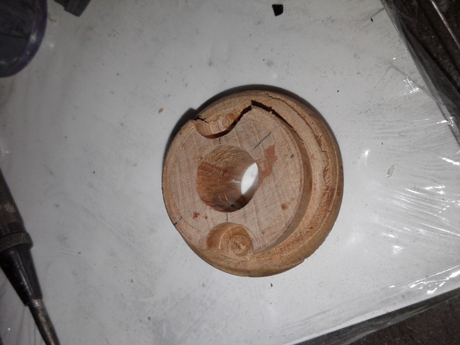 Nozzle End after turning on Blaxmyths Wood Lathe