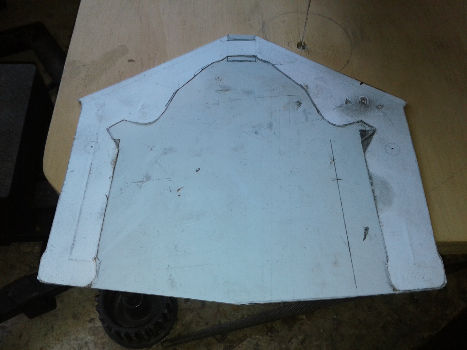 Next step is to cut out this template for the grip mount and fold up and clean the edges