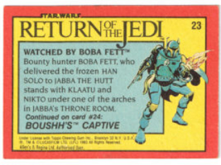 Allen's and Regina NZ Return of the Jedi Trading Card