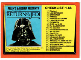 Allen's and Regina NZ Return of the Jedi Trading Card