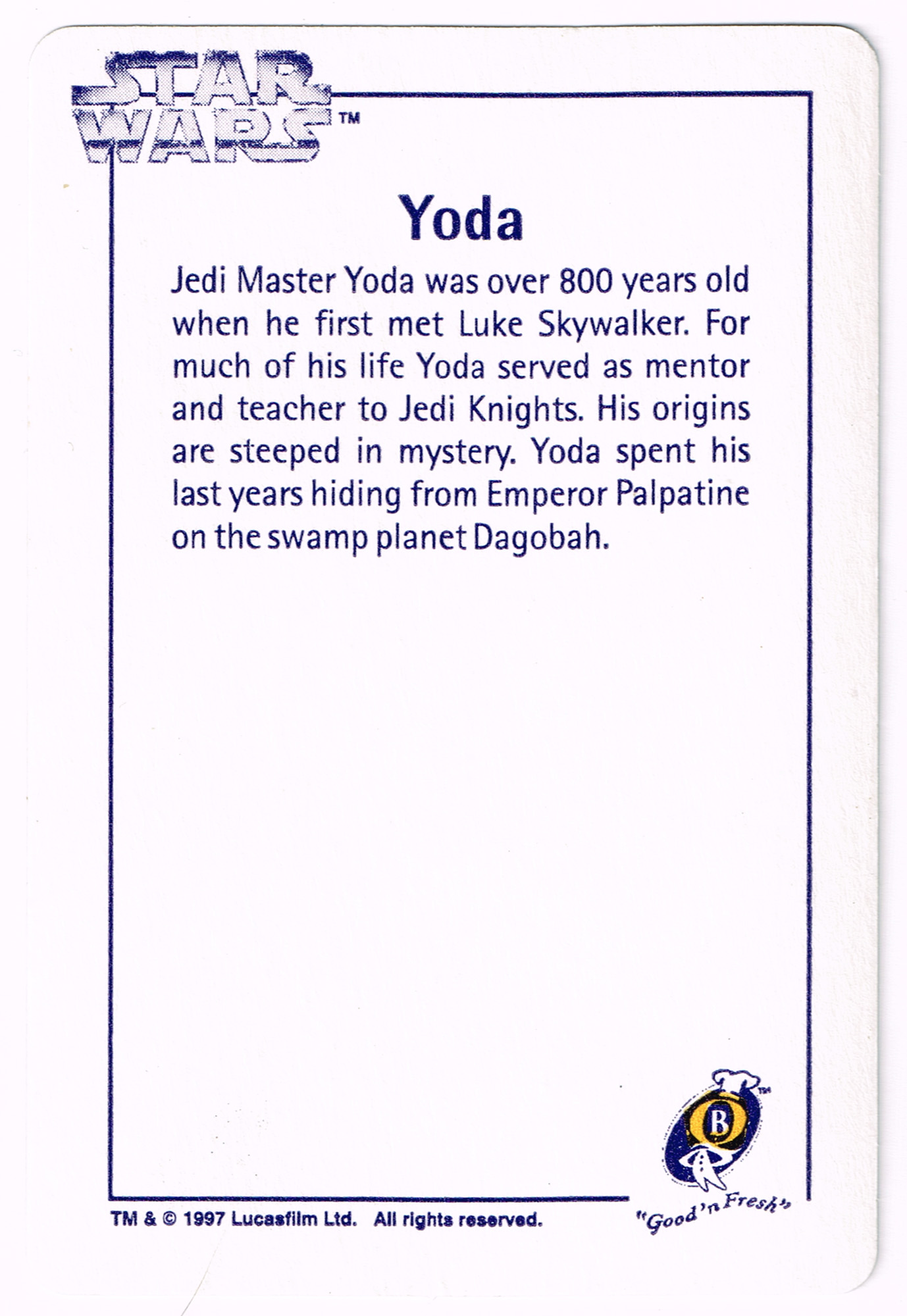 Quality Bakers Card 9 - Yoda