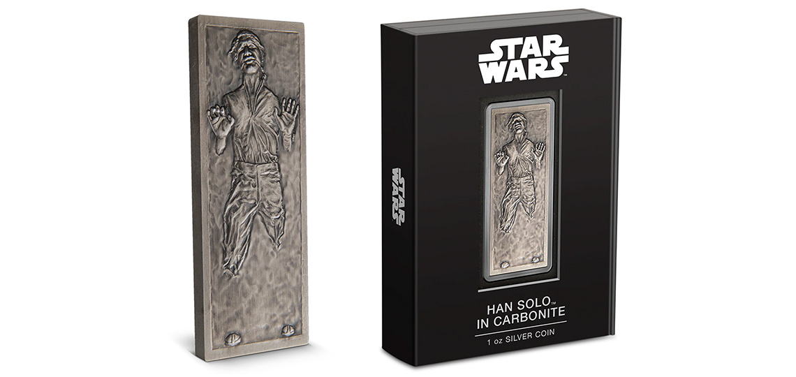 Han Solo in Carbonite Silver Coins from NZ Mint
